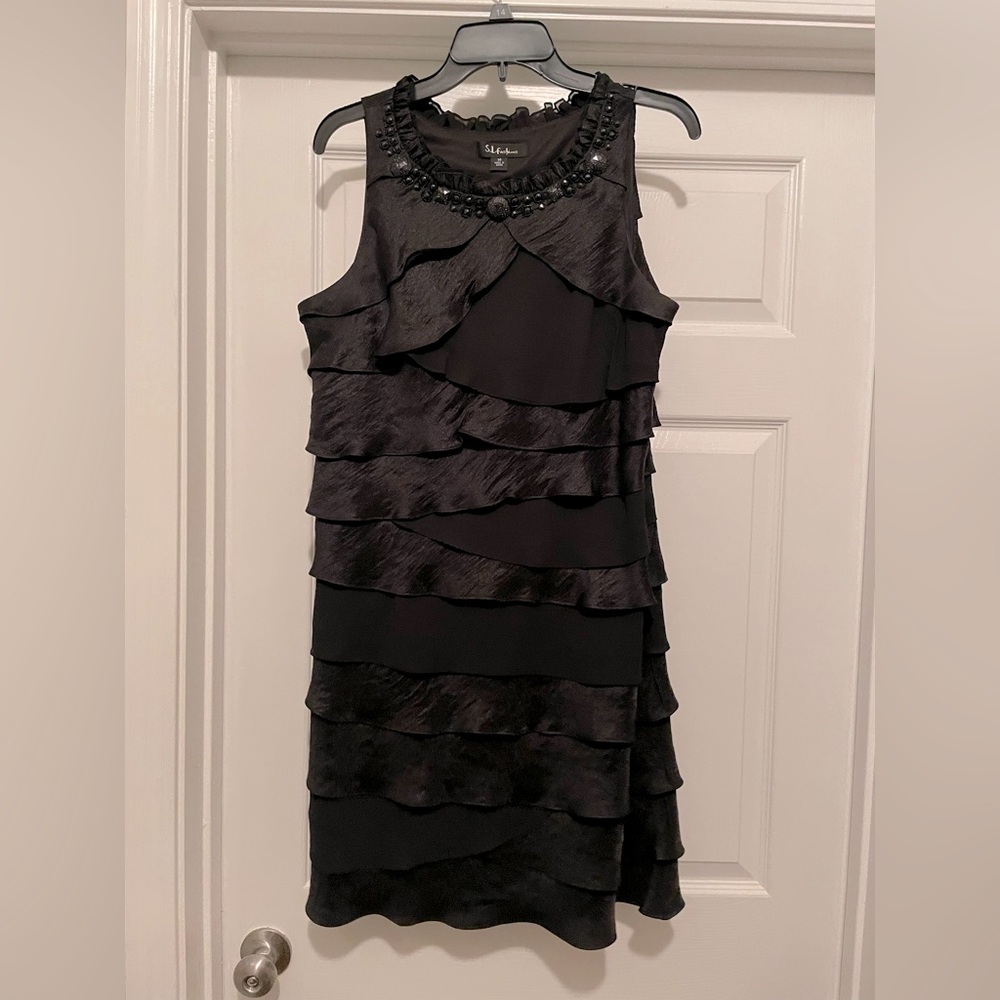 Size 14 SL fashions Black Ruffle tiered cocktail dress